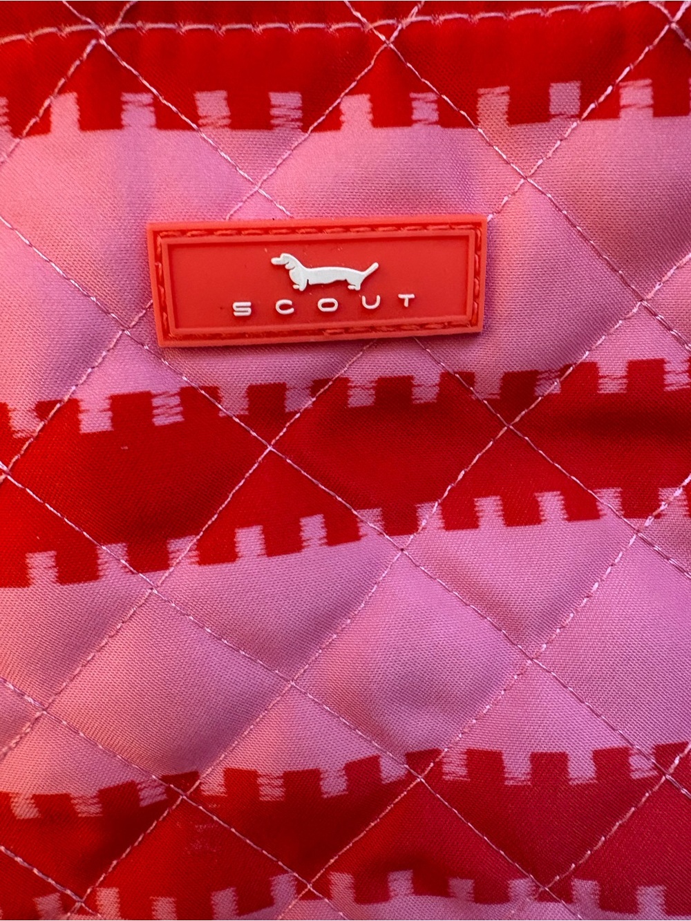 Scout Quilted Pink and Red Striped Tote with Black Straps - Picture 2 of 3